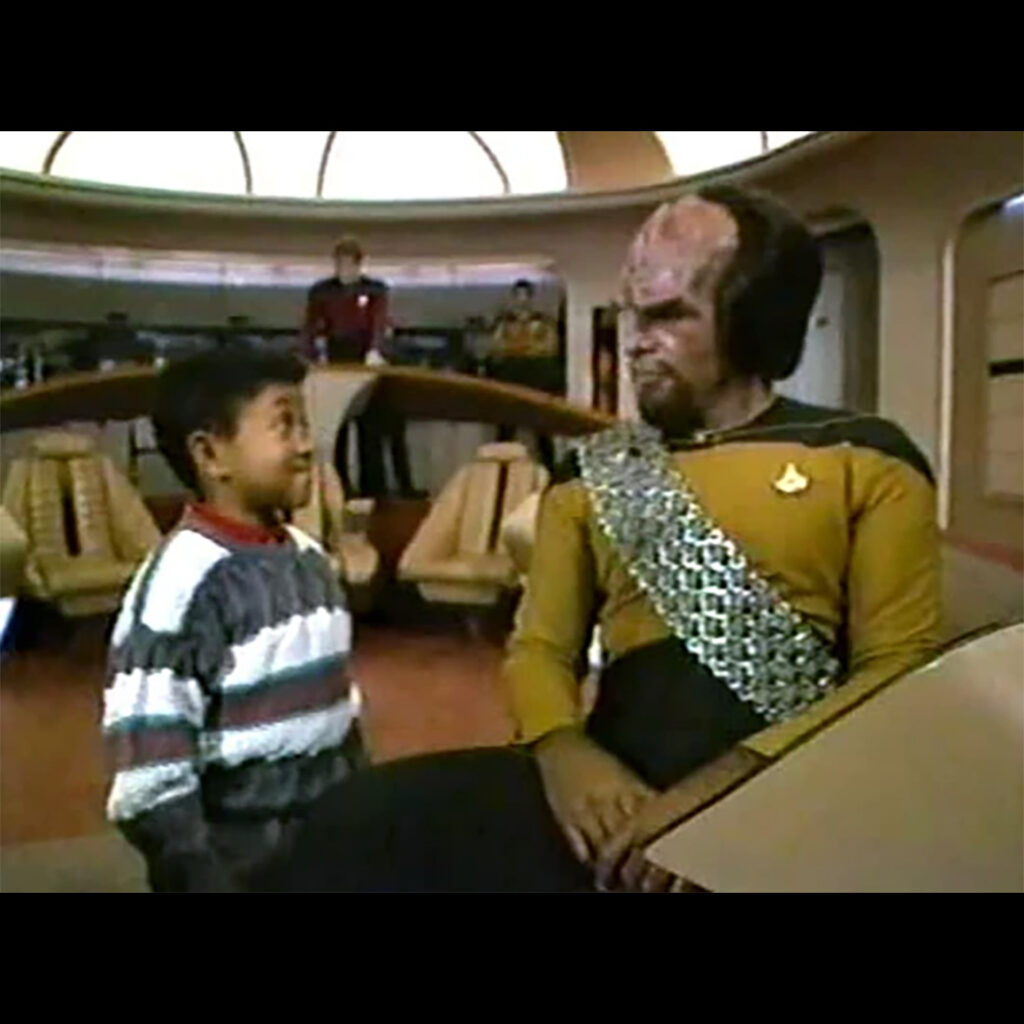 Webster (Gary Coleman) meets Lt. Worf (Michael Dorn)